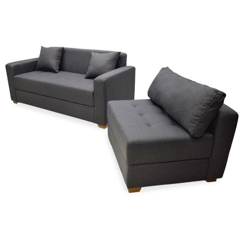Sofa 2pts Ter Tela/grisosc C/polt
