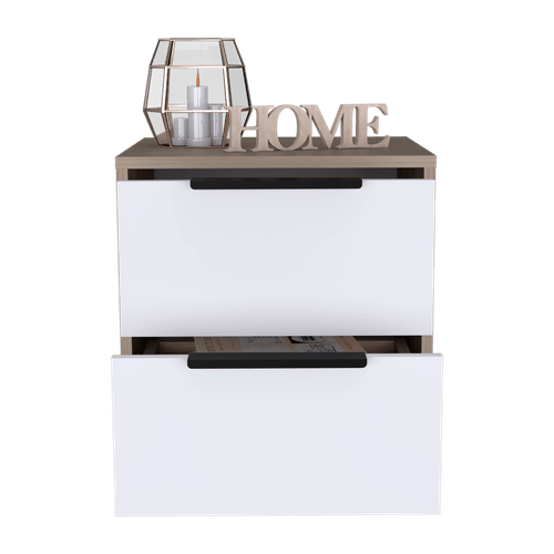 Mesa De Noche Kaia X2 UND Rovere+Blanco