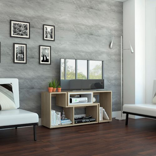 Rack TV Extensible Zebrano Rovere+Blanco