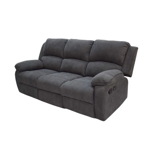 Sofá Reclinable 3 puestos Brooklyn en tela, plomo