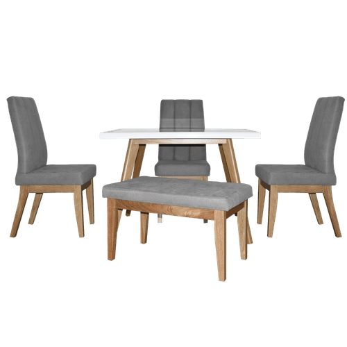 Juego de comedor 4 puestos banca Plus gris