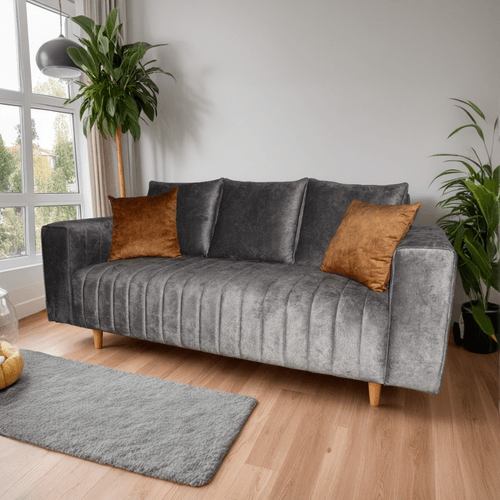 Sofa New York 3 puestos en tela, gris