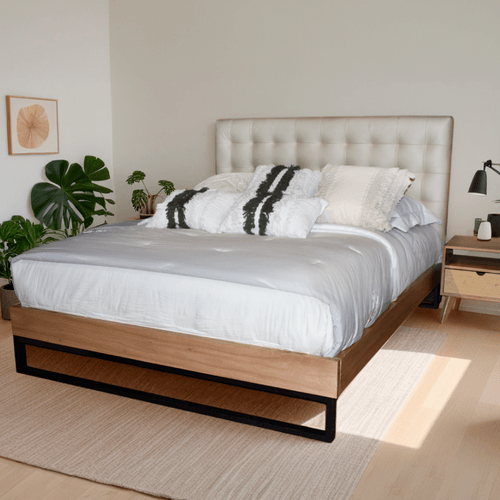 Cama Bulut 140 Tela Arena P/hierro Negro