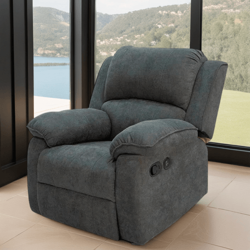 Silla Reclinable Mecedora Brooklyn en Tela, plomo