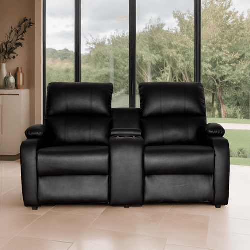 Sofá Reclinable 2 puestos Nest en sintético, negro