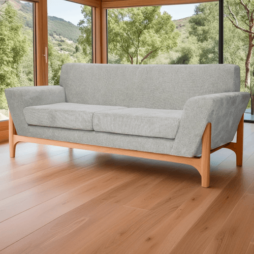 Sofa Minh 3 puestos en tela, taupe