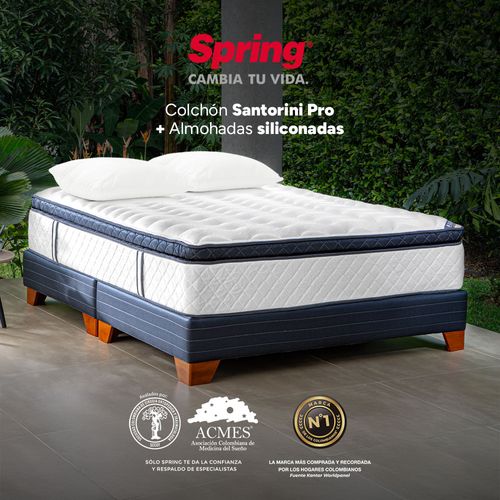 Colchón Spring Santorini 160x190cm + Set Almohadas
