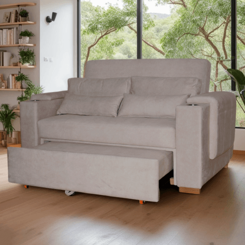 Sofa cama Atenas II en tela, arena