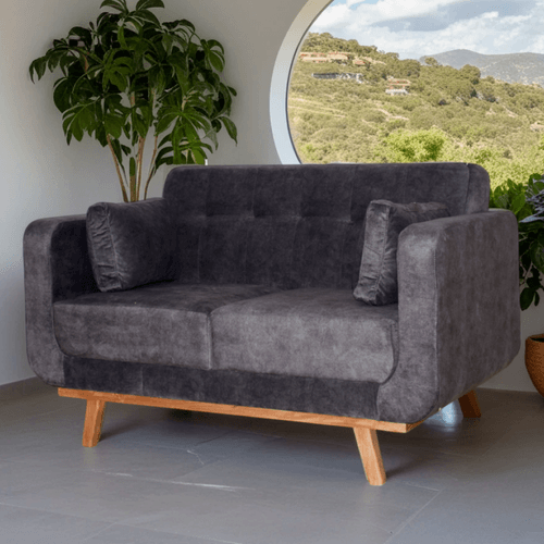 Sofa Kinda 2 puestos en tela, plomo