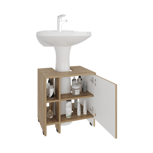 Mueble Basic para Lavamanos 50,5x47x37,4 RTA Fresno Europeo/Blanco Mqz