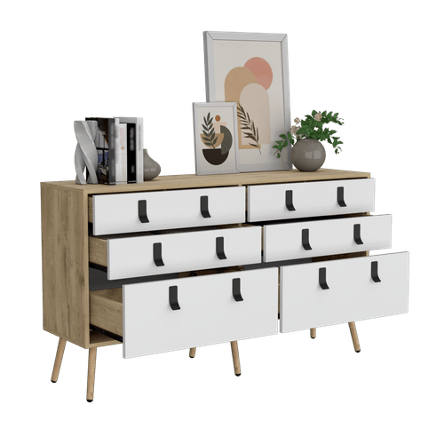 Comoda Huna 130 X 75 6Cajones RTA Macadamia Blanco