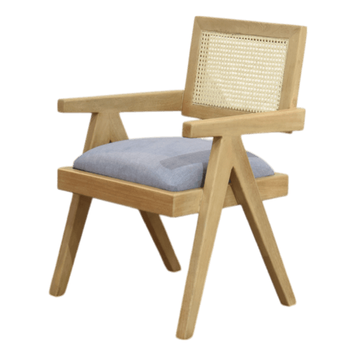 Silla Comedor  Kai Natural Mimbre/azul
