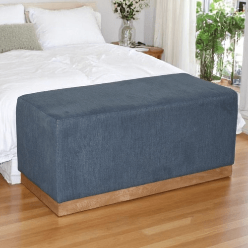 Puff Arat Base Madera/tela Azul