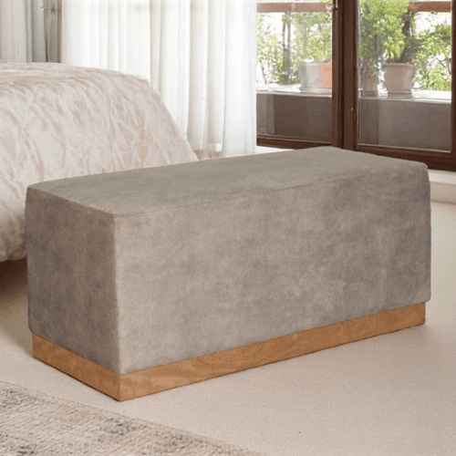 Puff Arat Base Madera/tela Beige