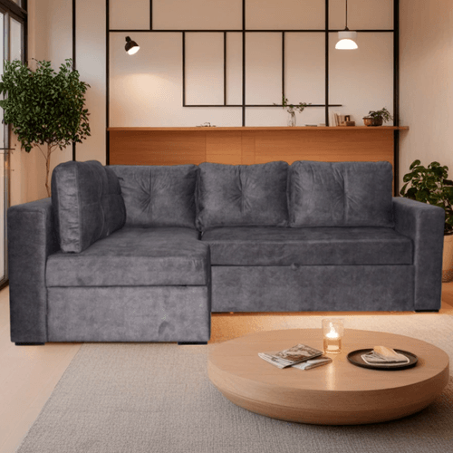 Sofa cama Modular Valencia Derecho en Tela, plomo
