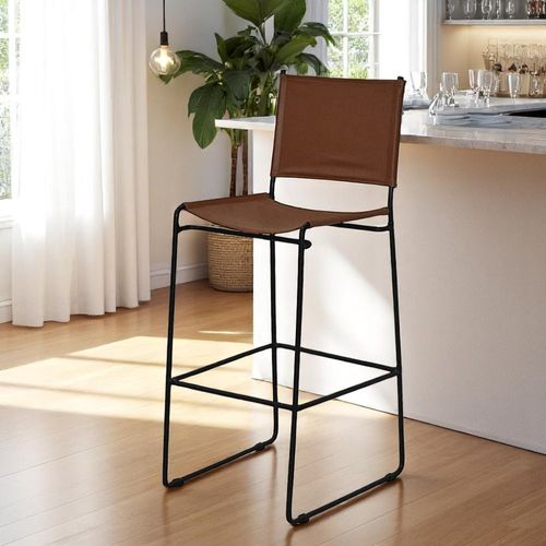 Silla de barra metálica Berlyn en cuero