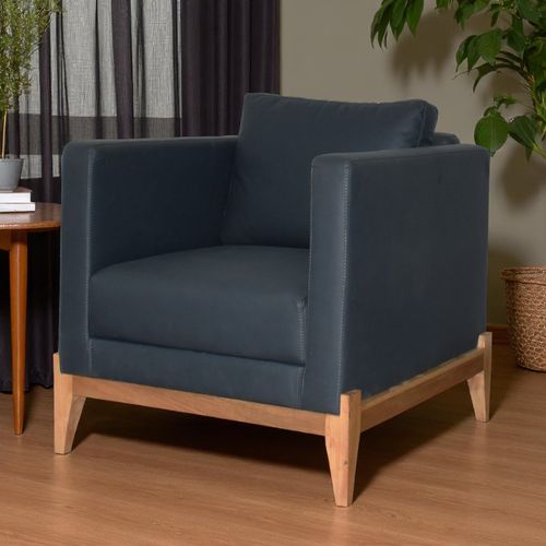 Silla Decorativa Macao Pata Nat /tela Azul