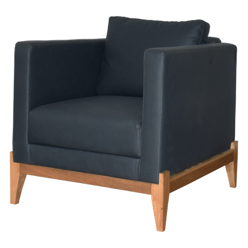 Silla Decorativa Macao Pata Nat /tela Azul