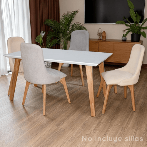 Mesa de Comedor 6 puestos Capry Natural/blanco