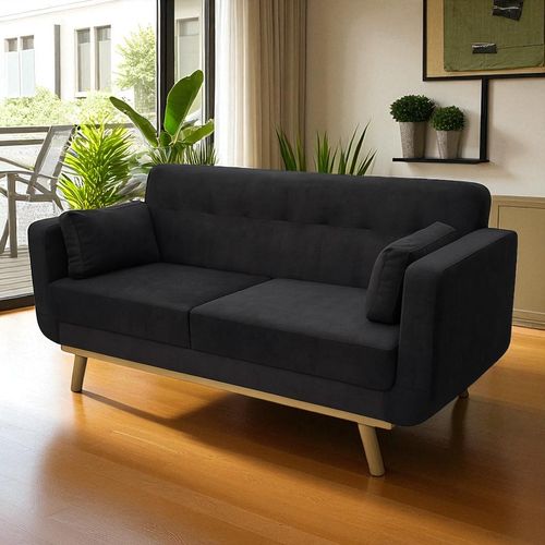 Sofa Kinda 3 puestos en tela, plomo