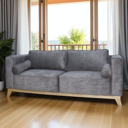 Sofa Aydin 3 puestos con cojines, gris