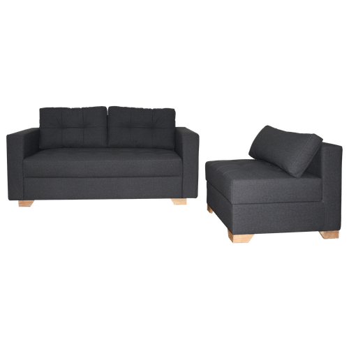 Sofa Hari 2 puestos con poltrona en sintético, gris