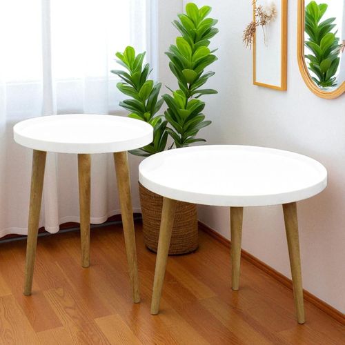 Set Mesas  Auxiliares Lena Natural/marmo
