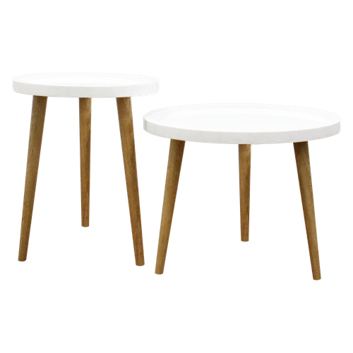 Set Mesas  Auxiliares Lena Natural/marmo