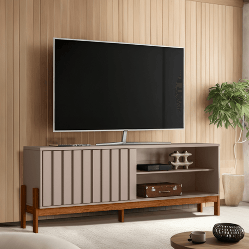 Mesa de TV Aurora Natural y gris