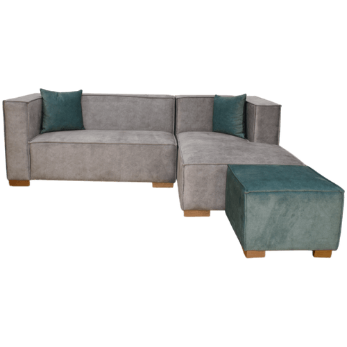 Modular Mosul Con Puff Tela /gris Claro