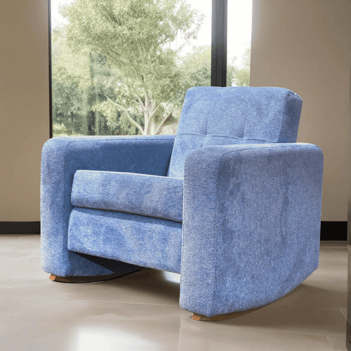 Silla Mecedora Tweed Tela/celeste