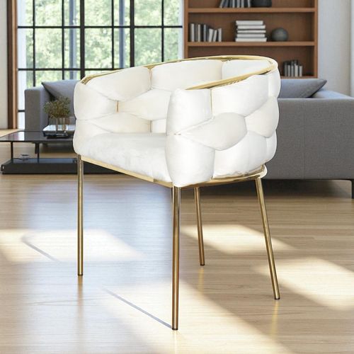 Silla Decorativa Izzet Tela Beige/dorada