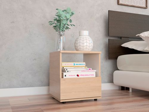 Mesa De Noche Camel Rovere+Blanco