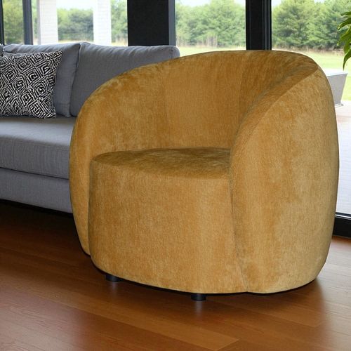 Silla decorativa Kadric en tela, mostaza