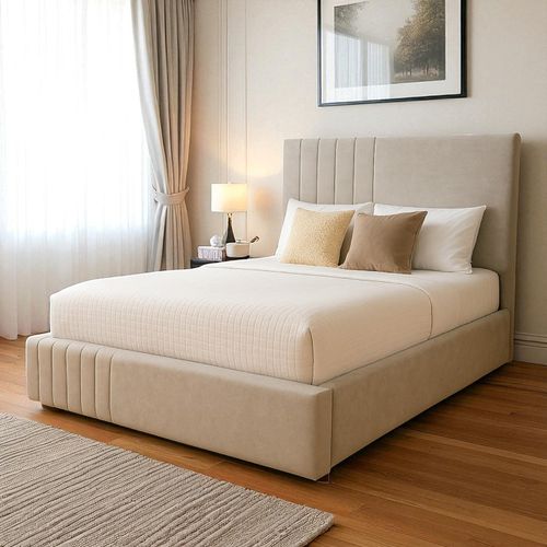 Cama King Sigma 200x200cm tapizada arena