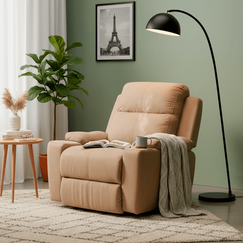 Silla Reclinable Mecedora Marsella en Tela, camel