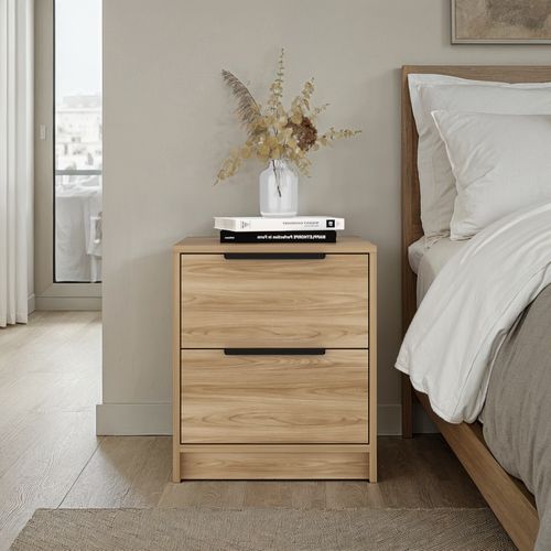 Mesa de Noche Kaia Fresno+Blanco 48x41x36cm