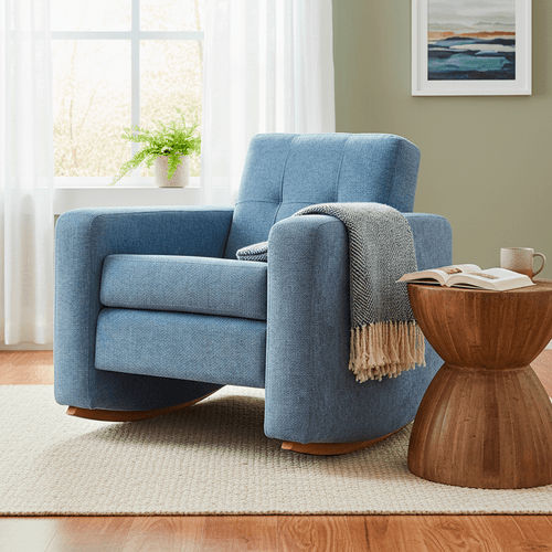 Silla Mecedora Tweed Tela/celeste