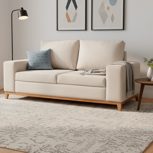 Sofá 2 Puestos Sepig Pata Natural-tela Arena