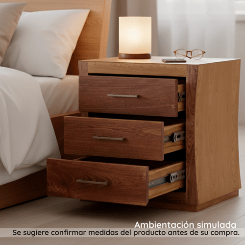 Nochero 3 Cajones Pretto/natural