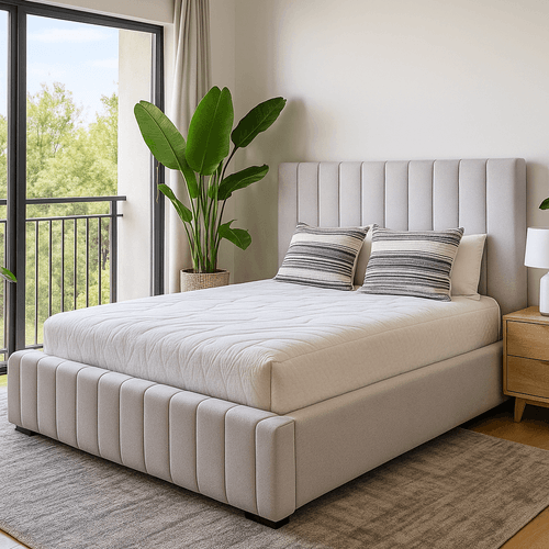 Cama King Vibe 200x200cm tapizada gris