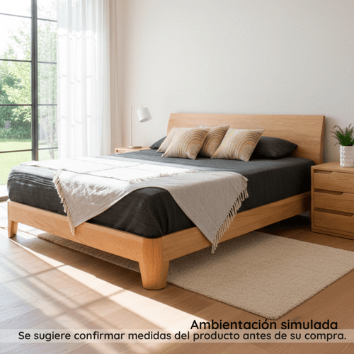 Cama King Oval 200x200cm en madera natural