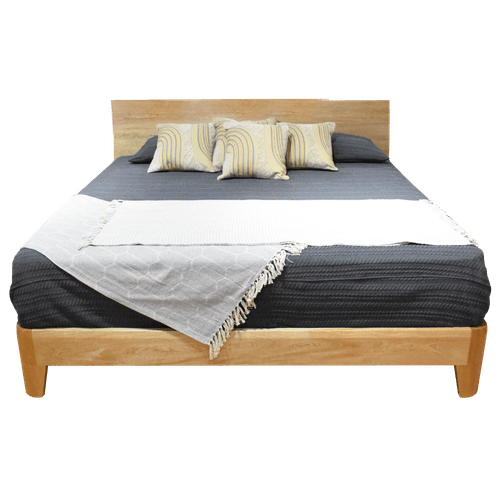 Cama King Oval 200x200cm en madera natural