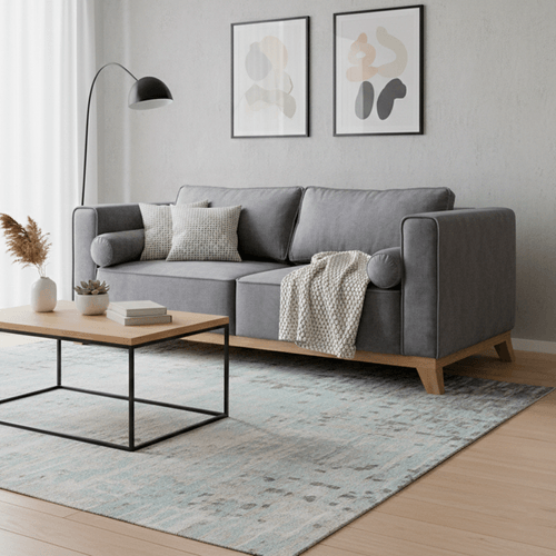 Sofa Aydin 3 puestos con cojines, gris