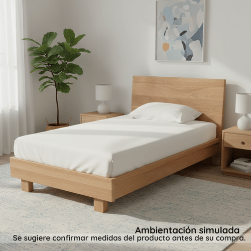 Cama sencilla Hol 100x190cm en madera natural