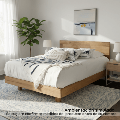 Cama semidoble Hol 120x190cm en madera natural