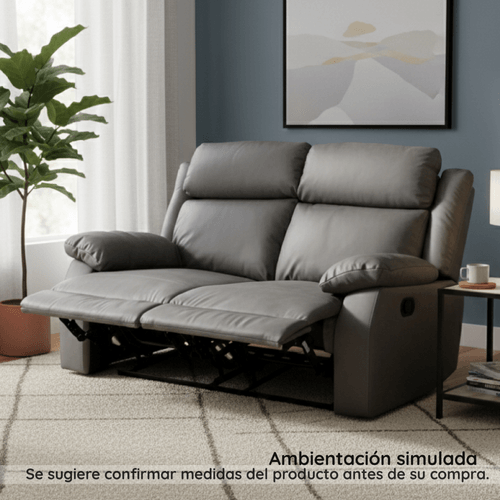 Sofá Reclinable Rivy 2 puestos, Gris
