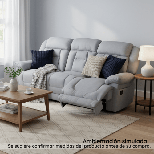 Sofá Reclinable Milán 3 puestos en tela Gris