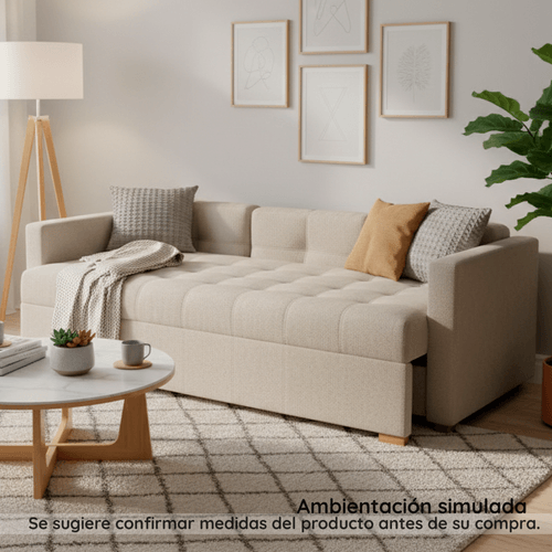Sofá cama New Jersey en tela, almendra