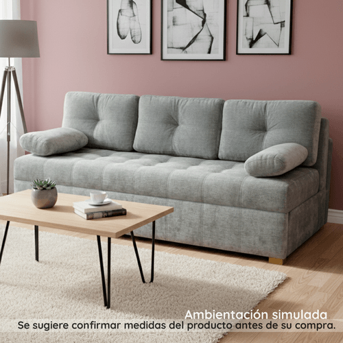 Sofá cama York en tela, gris plata